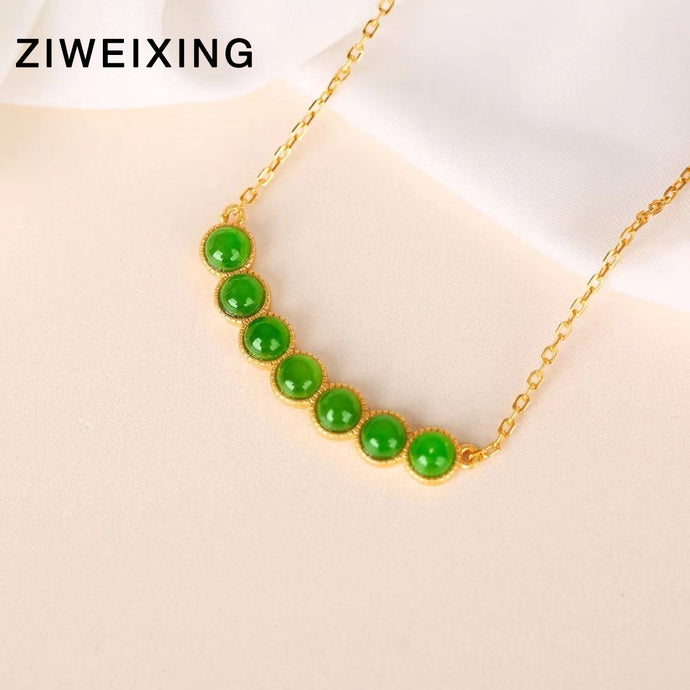 Seven Stones of Serenity: The Natural Green Jade Necklace