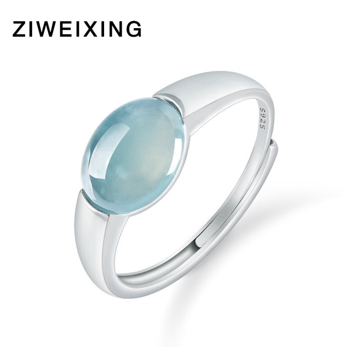 Elegant S925 Silver Ring Featuring a Natural Type A Jadeite