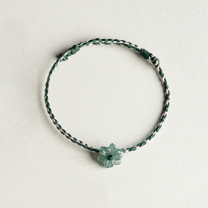 Natural Jade Bracelet Flower Jadeite Bracelet