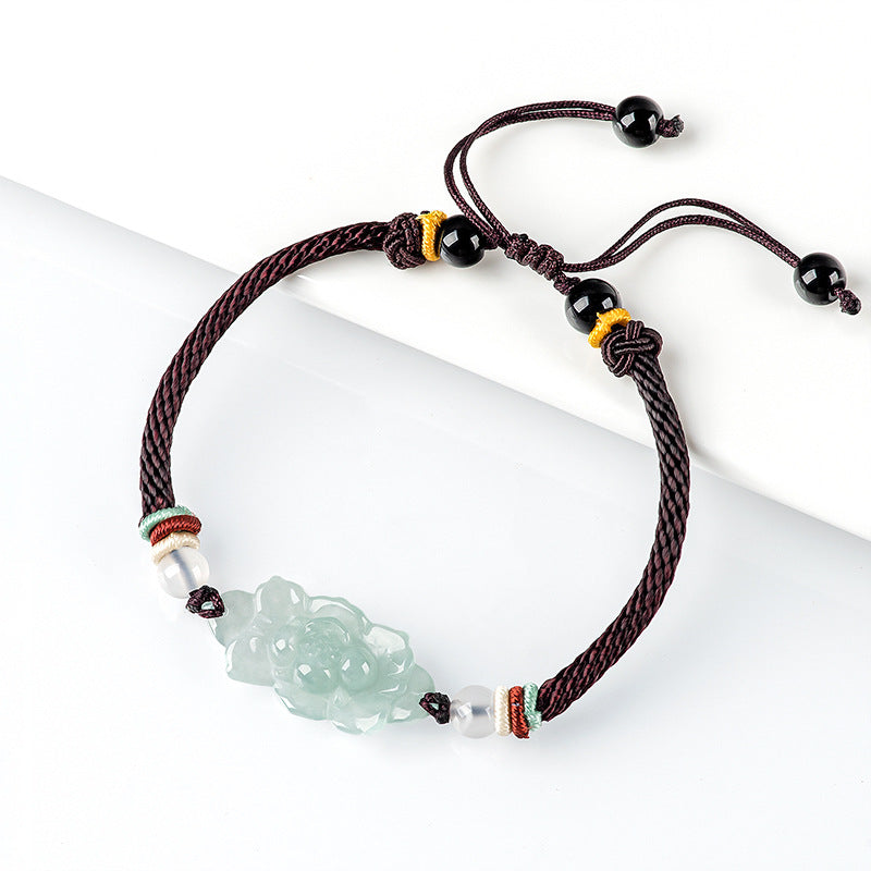 Natural Jade Bracelet Lotus Jadeite Bracelet