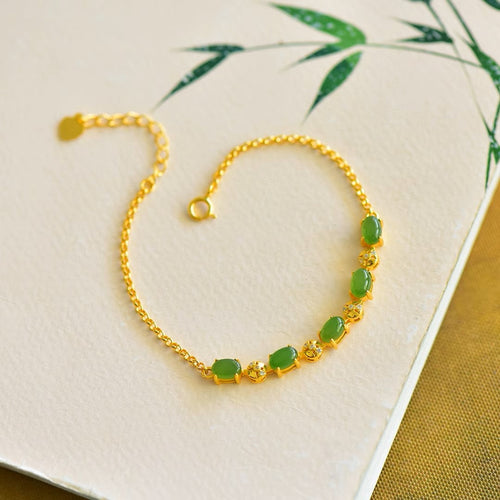 Natural Jade Bracelet Nephrite Silver Bracelet