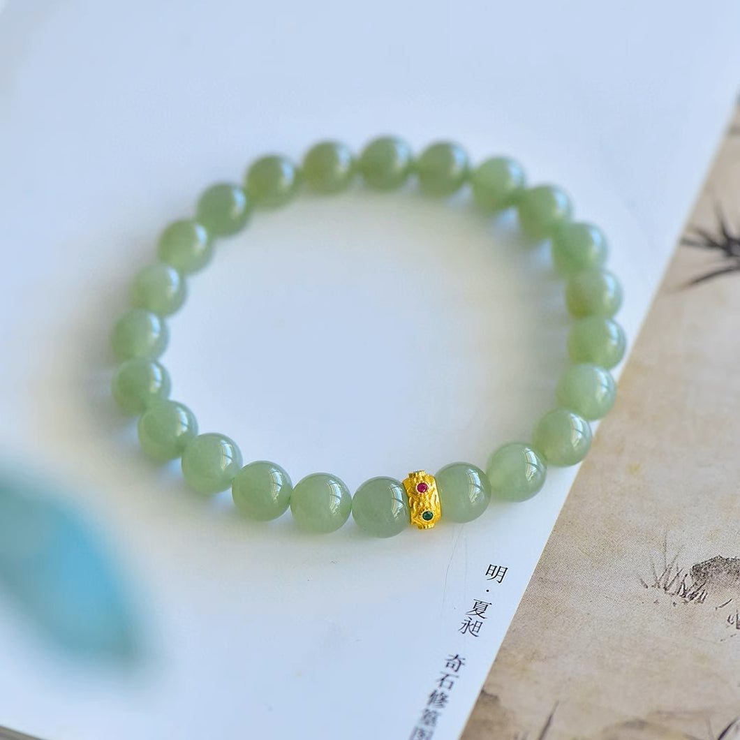 Natural Jade Bracelet Nephrite Silver Bracelet