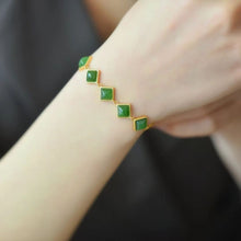 Natural Jade Bracelet Nephrite Silver Bracelet