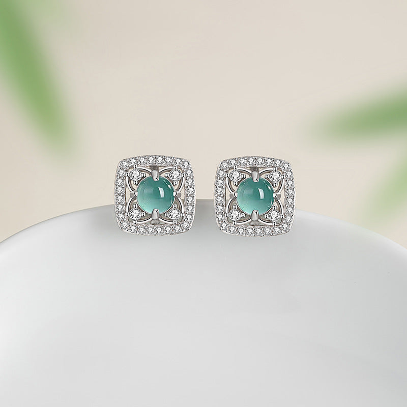 Natural Jade Earrings Jadeite Silver Earrings