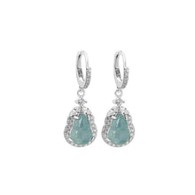 Natural Jade Earrings Jadeite Silver Hulu Earrings