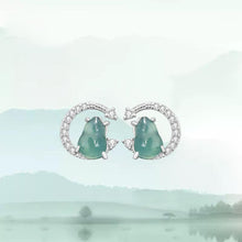 Natural Jade Earrings Jadeite Silver Hulu Earrings