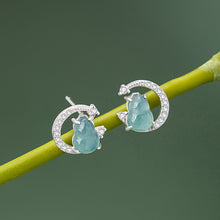 Natural Jade Earrings Jadeite Silver Hulu Earrings
