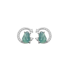 Natural Jade Earrings Jadeite Silver Hulu Earrings