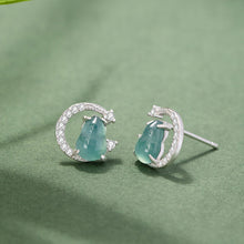 Natural Jade Earrings Jadeite Silver Hulu Earrings