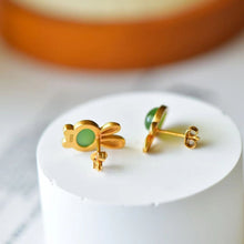 Natural Jade Earrings Nephrite Silver Rabbit Earrings