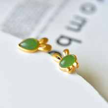 Natural Jade Earrings Nephrite Silver Rabbit Earrings