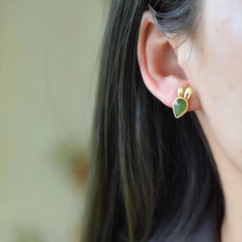 Natural Jade Earrings Nephrite Silver Rabbit Earrings