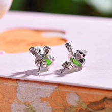 Natural Jade Earrings Nephrite Silver Rabbit Earrings