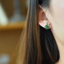 Natural Jade Earrings Nephrite Silver Rabbit Earrings