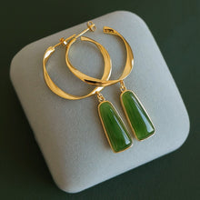 Natural Jade Earrings Nephrite Silver Earrings