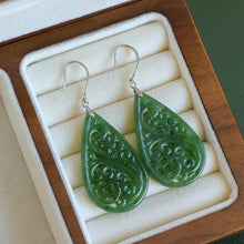 Natural Jade Earrings Nephrite Silver Earrings