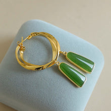 Natural Jade Earrings Nephrite Silver Earrings