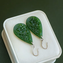 Natural Jade Earrings Nephrite Silver Earrings