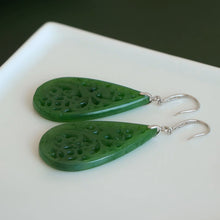 Natural Jade Earrings Nephrite Silver Earrings