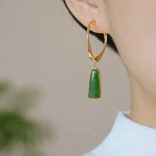 Natural Jade Earrings Nephrite Silver Earrings
