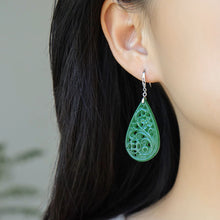 Natural Jade Earrings Nephrite Silver Earrings