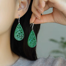 Natural Jade Earrings Nephrite Silver Earrings