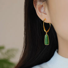 Natural Jade Earrings Nephrite Silver Earrings