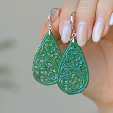 Natural Jade Earrings Nephrite Silver Earrings