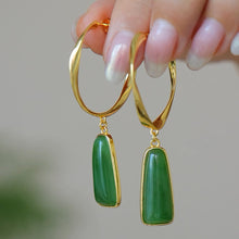 Natural Jade Earrings Nephrite Silver Earrings