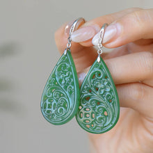 Natural Jade Earrings Nephrite Silver Earrings