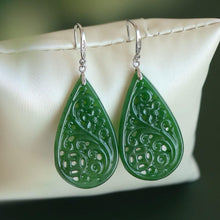 Natural Jade Earrings Nephrite Silver Earrings