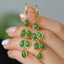 Natural Jade Earrings Nephrite Silver Earrings