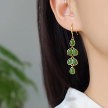 Natural Jade Earrings Nephrite Silver Earrings