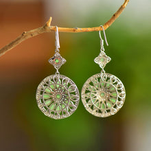 Natural Jade Earrings Nephrite Silver Earrings