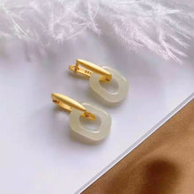 Natural Jade Earrings Nephrite Silver Earrings