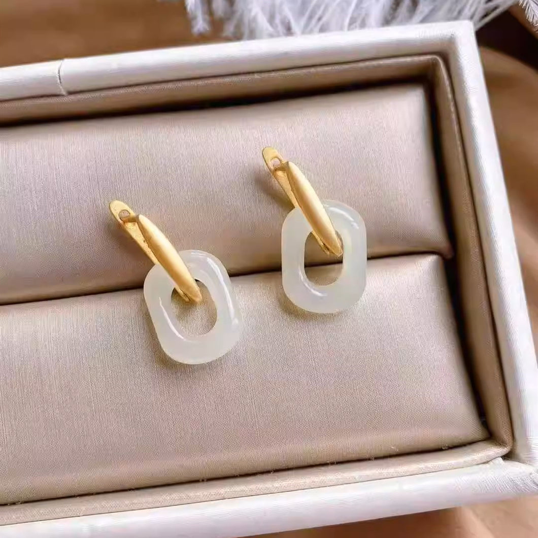 Natural Jade Earrings Nephrite Silver Earrings
