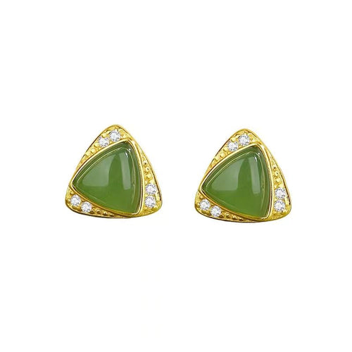 Natural Jade Earrings Nephrite Silver Earrings