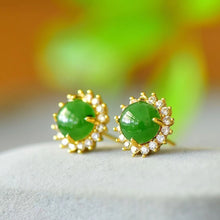 Natural Jade Earrings Nephrite Silver Earrings