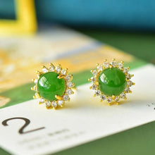 Natural Jade Earrings Nephrite Silver Earrings