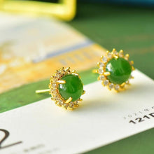 Natural Jade Earrings Nephrite Silver Earrings