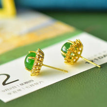 Natural Jade Earrings Nephrite Silver Earrings