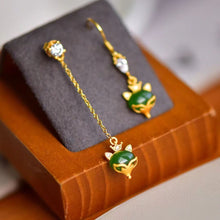 Natural Jade Earrings Nephrite Silver Fox Earrings