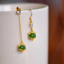 Natural Jade Earrings Nephrite Silver Fox Earrings