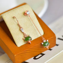 Natural Jade Earrings Nephrite Silver Fox Earrings