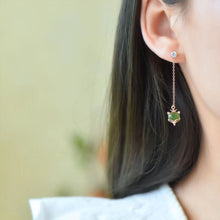Natural Jade Earrings Nephrite Silver Fox Earrings