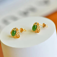 Natural Jade Earrings Nephrite Silver Earrings