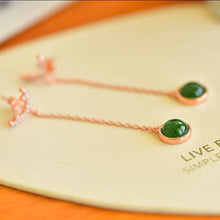 Natural Jade Earrings Nephrite Silver Earrings
