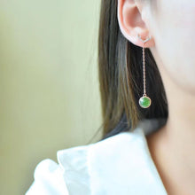 Natural Jade Earrings Nephrite Silver Earrings