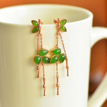 Natural Jade Earrings Nephrite Silver Earrings