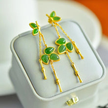 Natural Jade Earrings Nephrite Silver Earrings